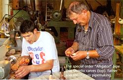 Dorelio and Damiano carve pipes together